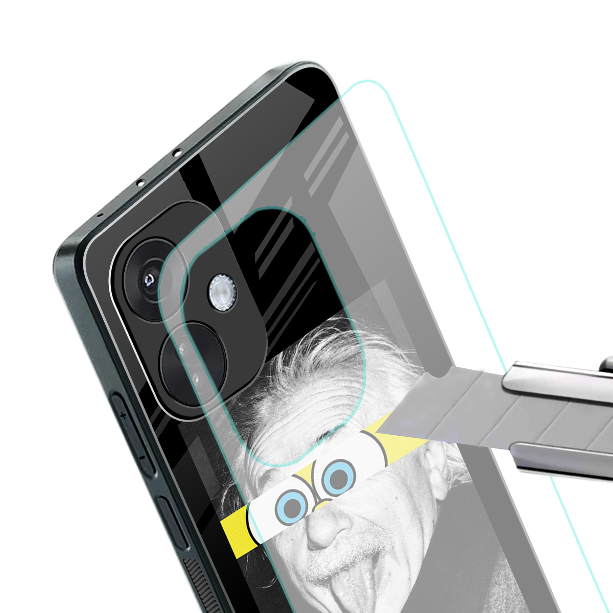 albert einstein spongebob squarepants back phone cover | glass case for oneplus nord ce 3