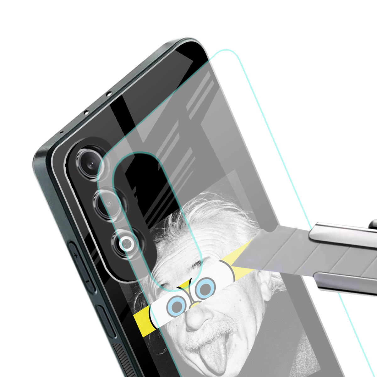 albert einstein spongebob squarepants back phone cover | glass case for oneplus nord ce 4