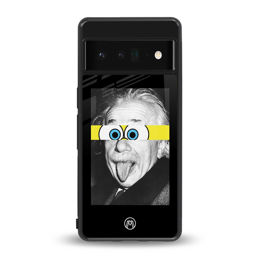 albert einstein spongebob squarepants back phone cover | glass case for google pixel 6 pro