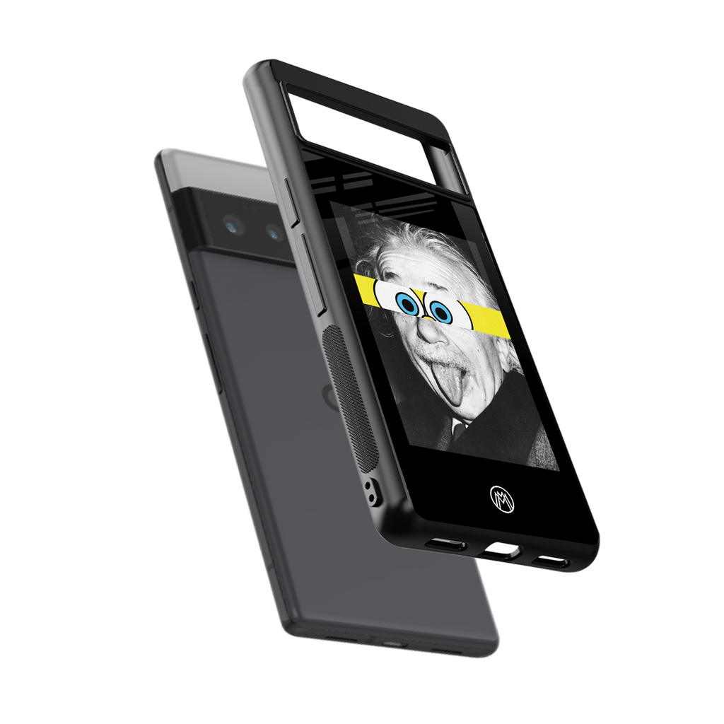 albert einstein spongebob squarepants back phone cover | glass case for google pixel 6 pro