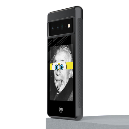 albert einstein spongebob squarepants back phone cover | glass case for google pixel 6 pro
