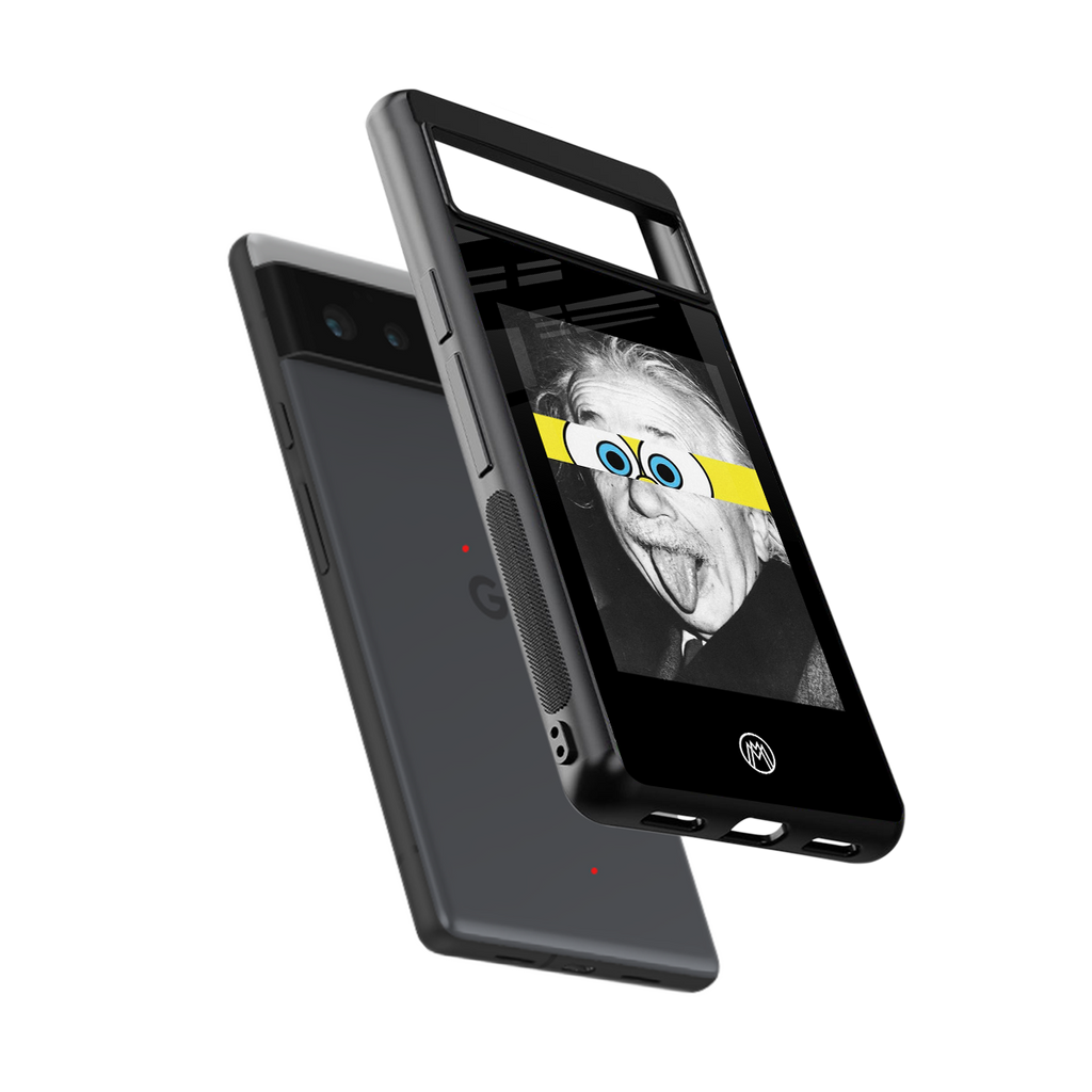 albert einstein spongebob squarepants back phone cover | glass case for google pixel 6