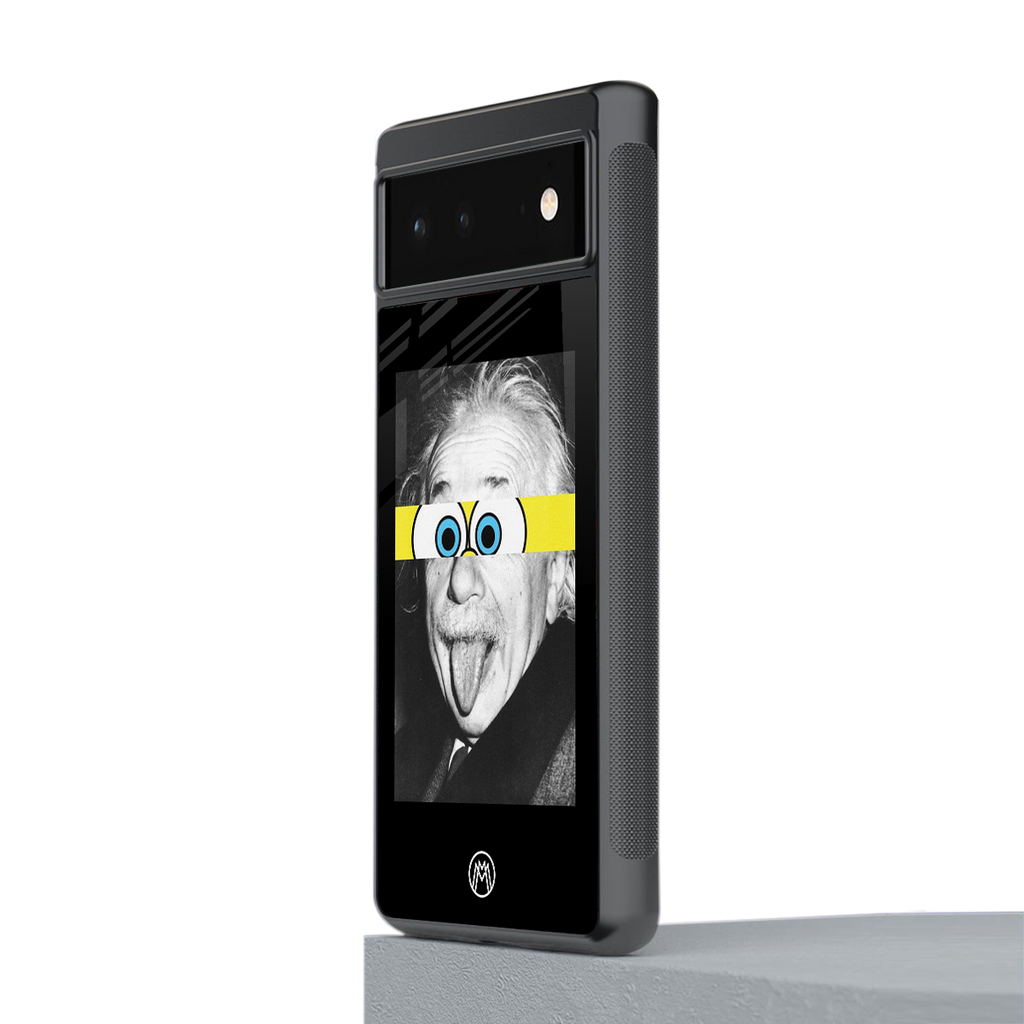 albert einstein spongebob squarepants back phone cover | glass case for google pixel 6