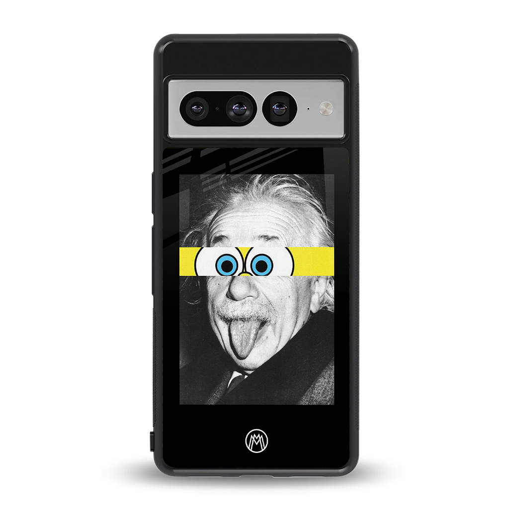 albert einstein spongebob squarepants back phone cover | glass case for google pixel 7 pro