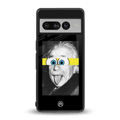 albert einstein spongebob squarepants back phone cover | glass case for google pixel 7 pro