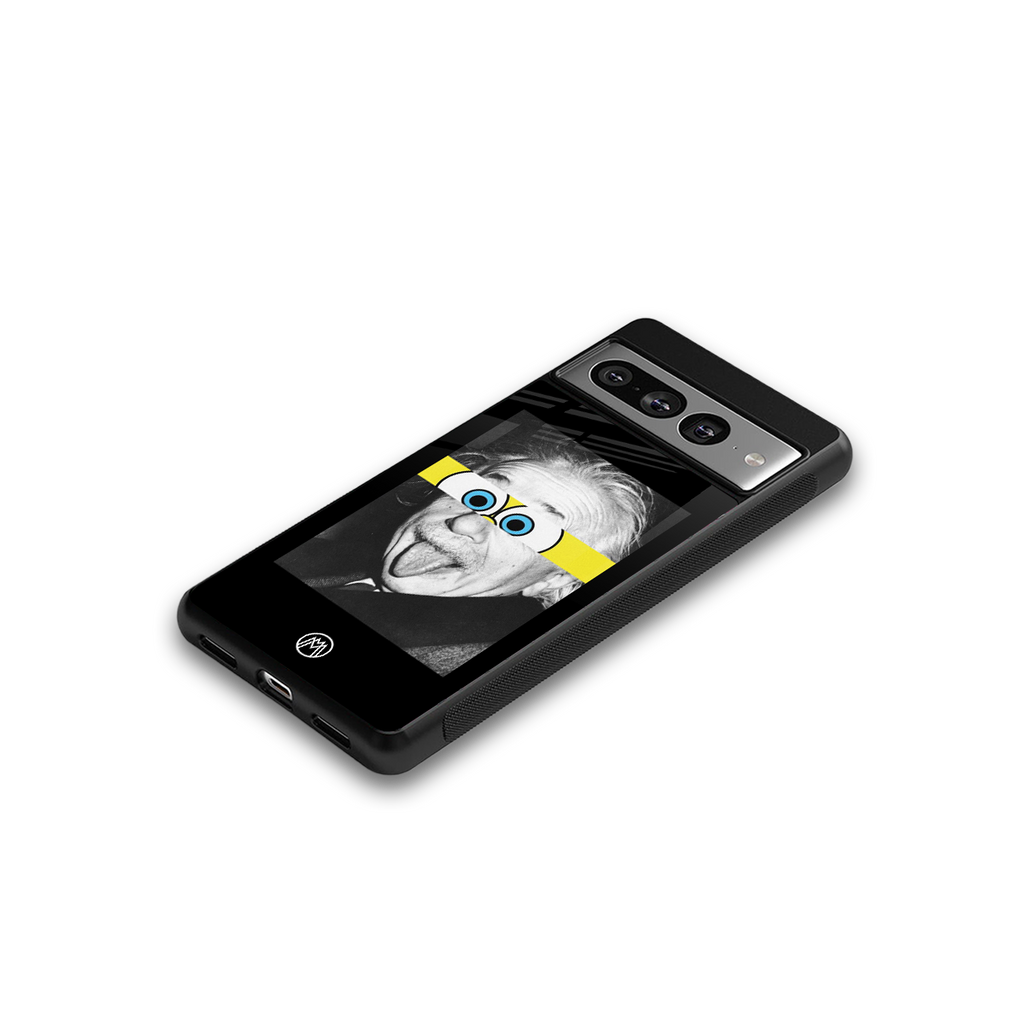 albert einstein spongebob squarepants back phone cover | glass case for google pixel 7 pro