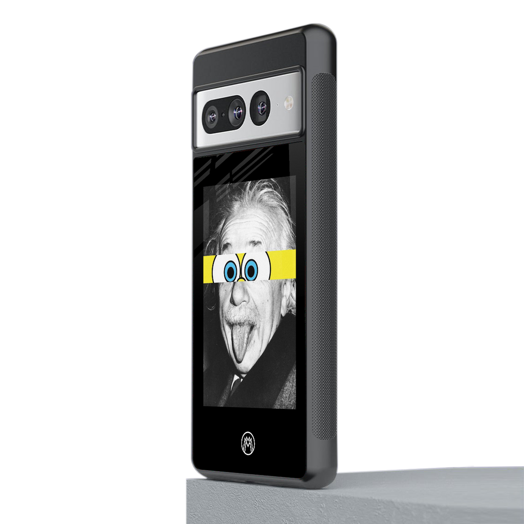albert einstein spongebob squarepants back phone cover | glass case for google pixel 7 pro