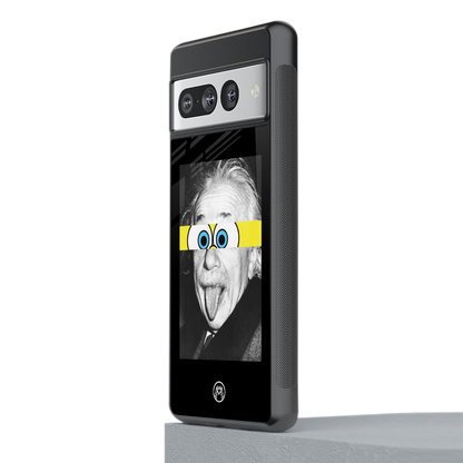 albert einstein spongebob squarepants back phone cover | glass case for google pixel 7 pro