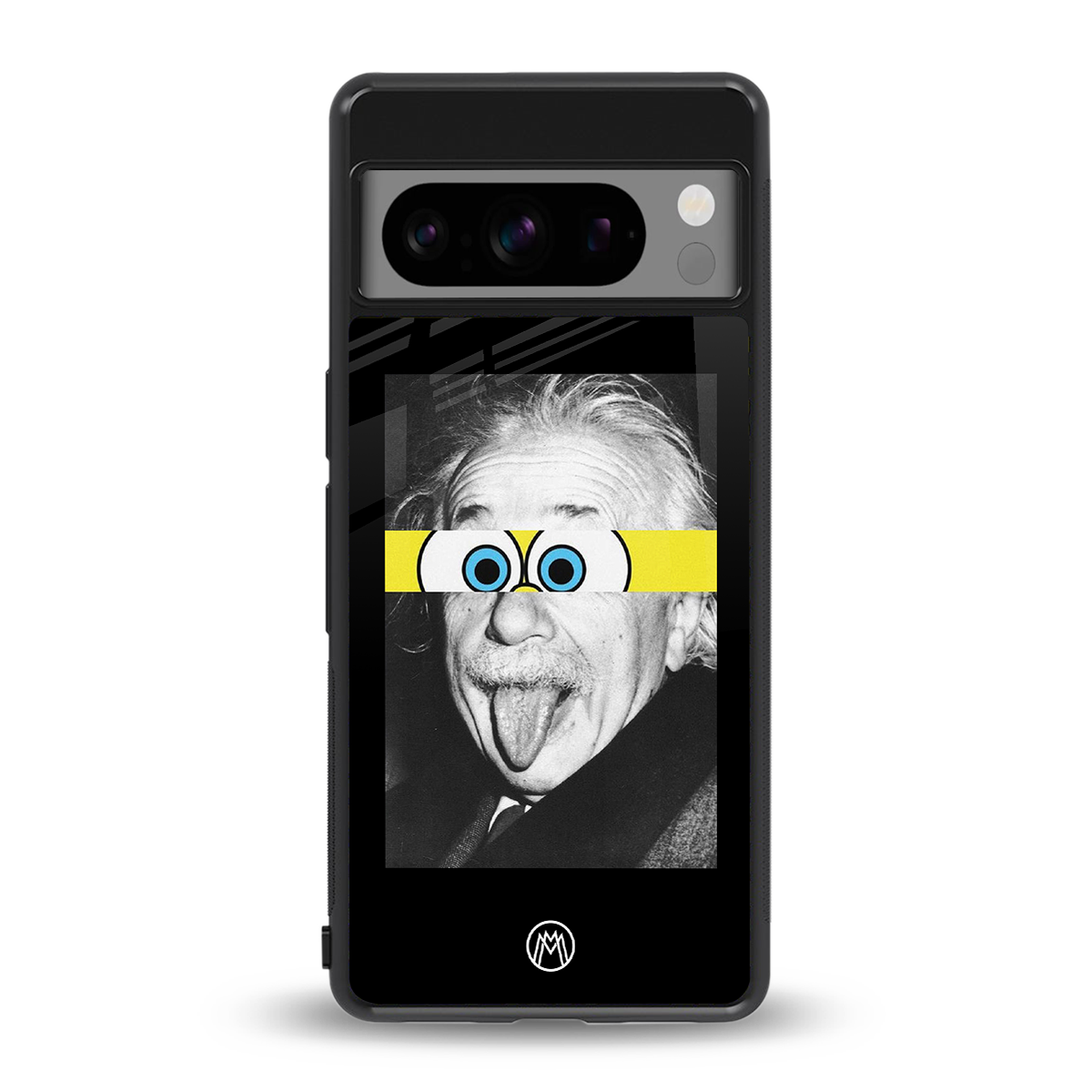 albert einstein spongebob squarepants back phone cover | glass case for google pixel 8 pro