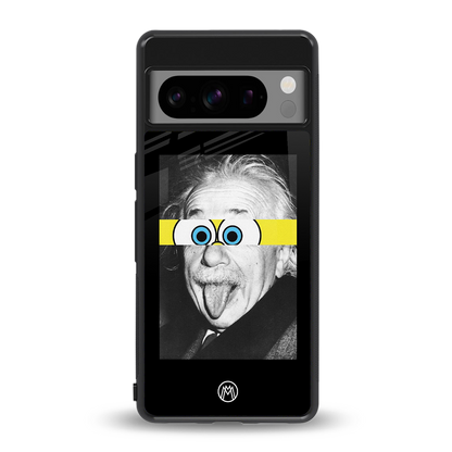 albert einstein spongebob squarepants back phone cover | glass case for google pixel 8 pro