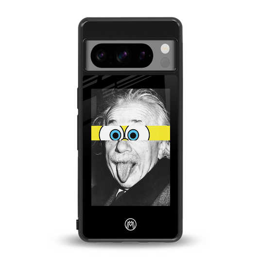 albert einstein spongebob squarepants back phone cover | glass case for google pixel 8 pro