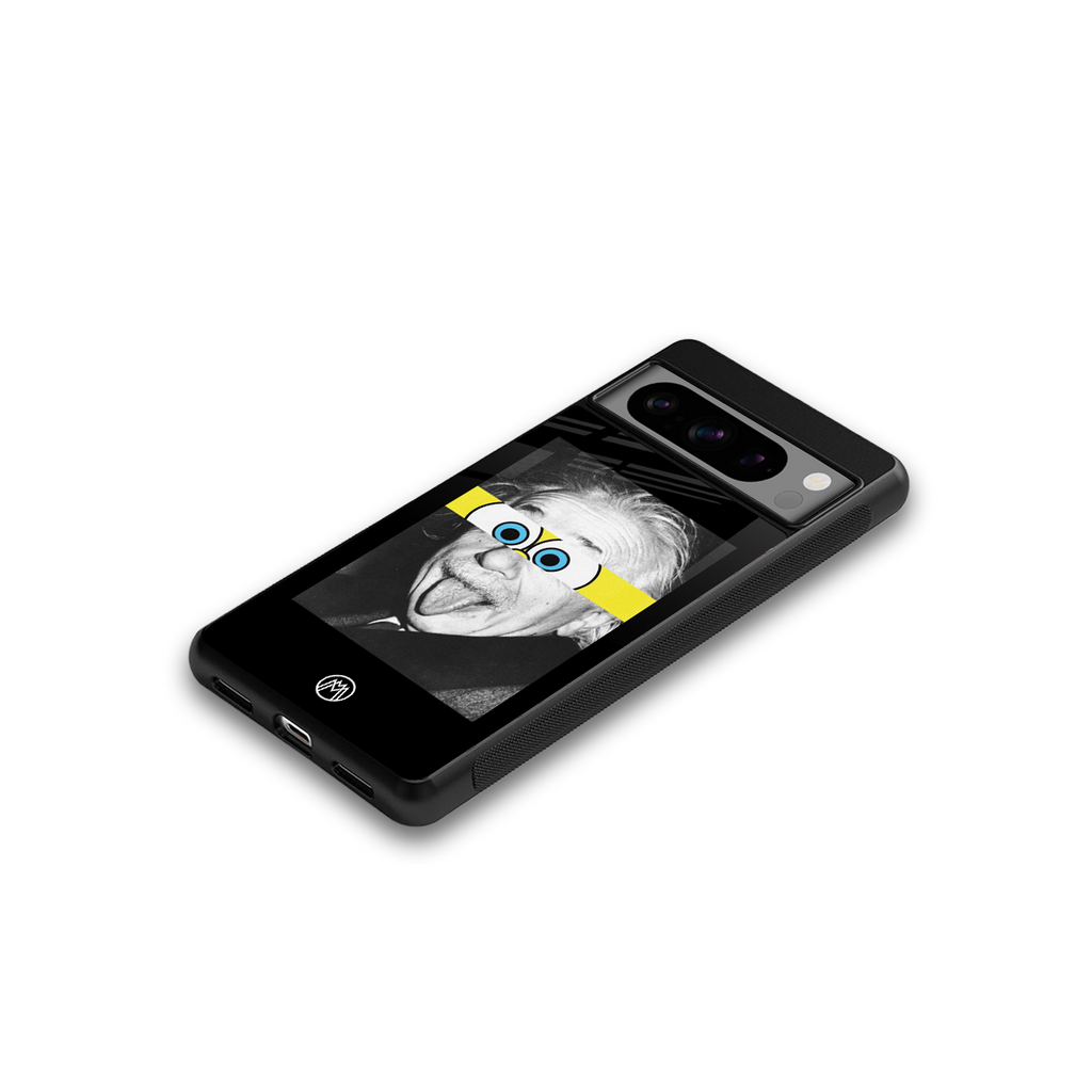 albert einstein spongebob squarepants back phone cover | glass case for google pixel 8 pro