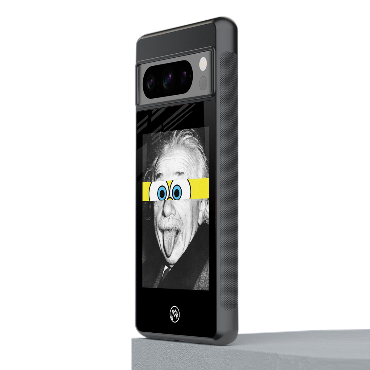 albert einstein spongebob squarepants back phone cover | glass case for google pixel 8 pro