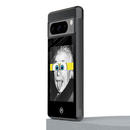 albert einstein spongebob squarepants back phone cover | glass case for google pixel 8 pro