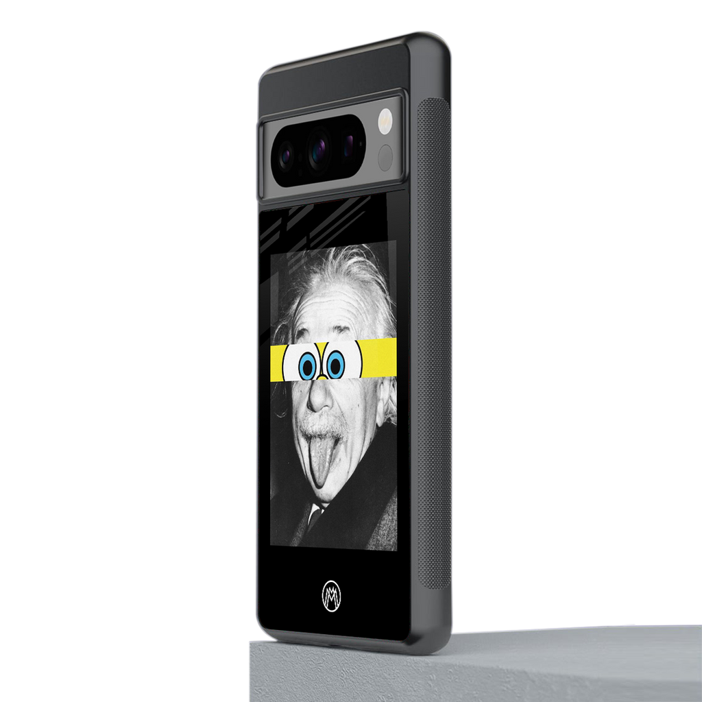albert einstein spongebob squarepants back phone cover | glass case for google pixel 8 pro