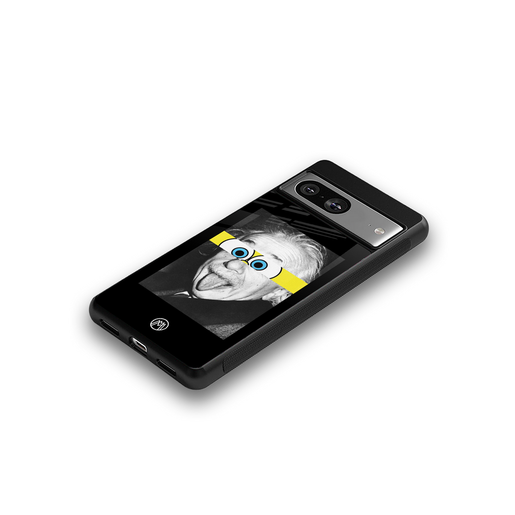 albert einstein spongebob squarepants back phone cover | glass case for Google Pixel 8