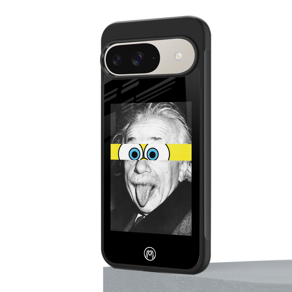 albert einstein spongebob squarepants back phone cover | glass case for google pixel 9