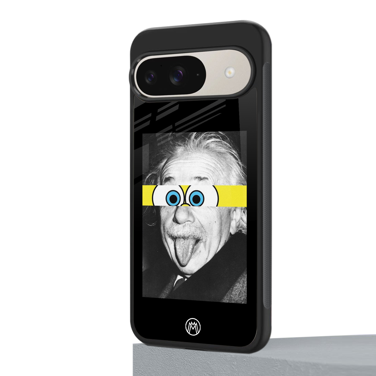 albert einstein spongebob squarepants back phone cover | glass case for google pixel 9