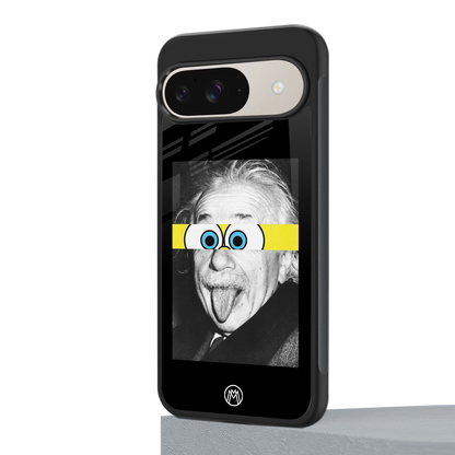 albert einstein spongebob squarepants back phone cover | glass case for google pixel 9