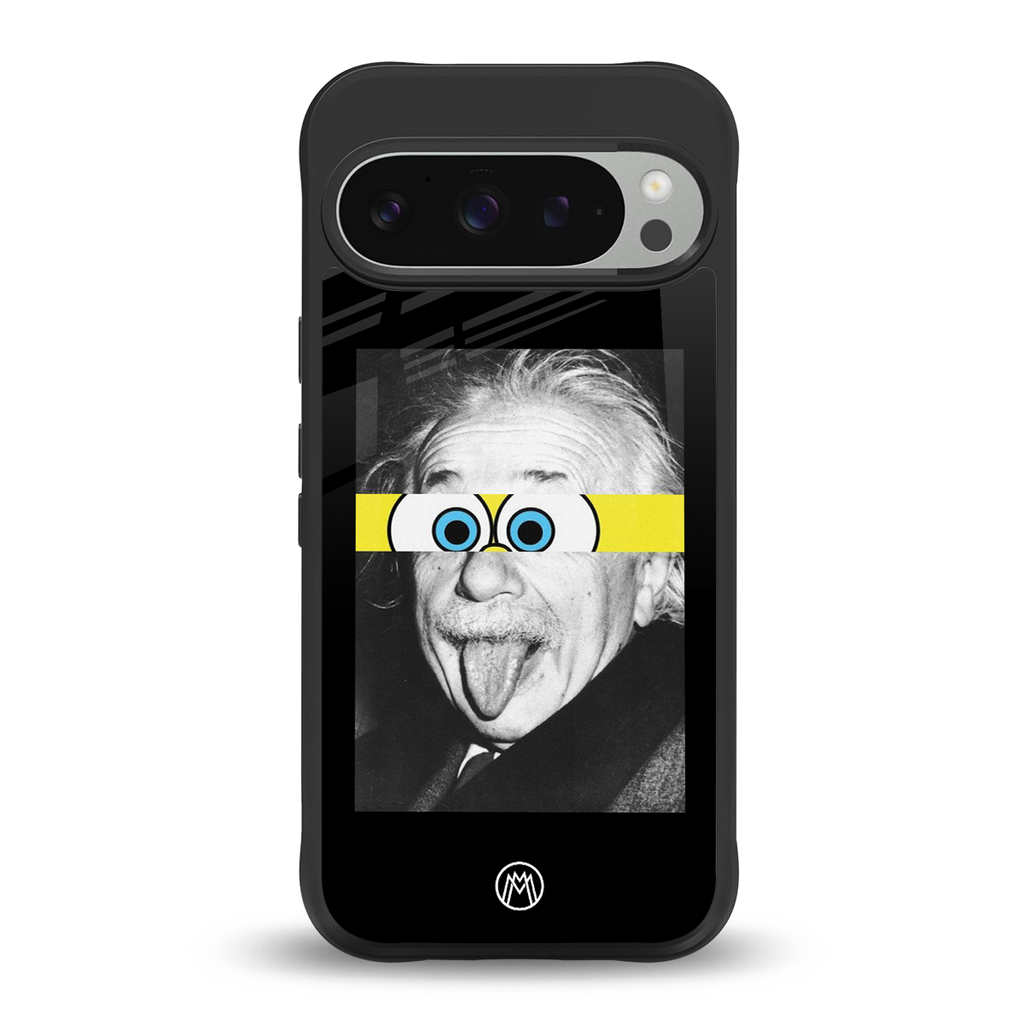 albert einstein spongebob squarepants back phone cover | glass case for google pixel 9 pro