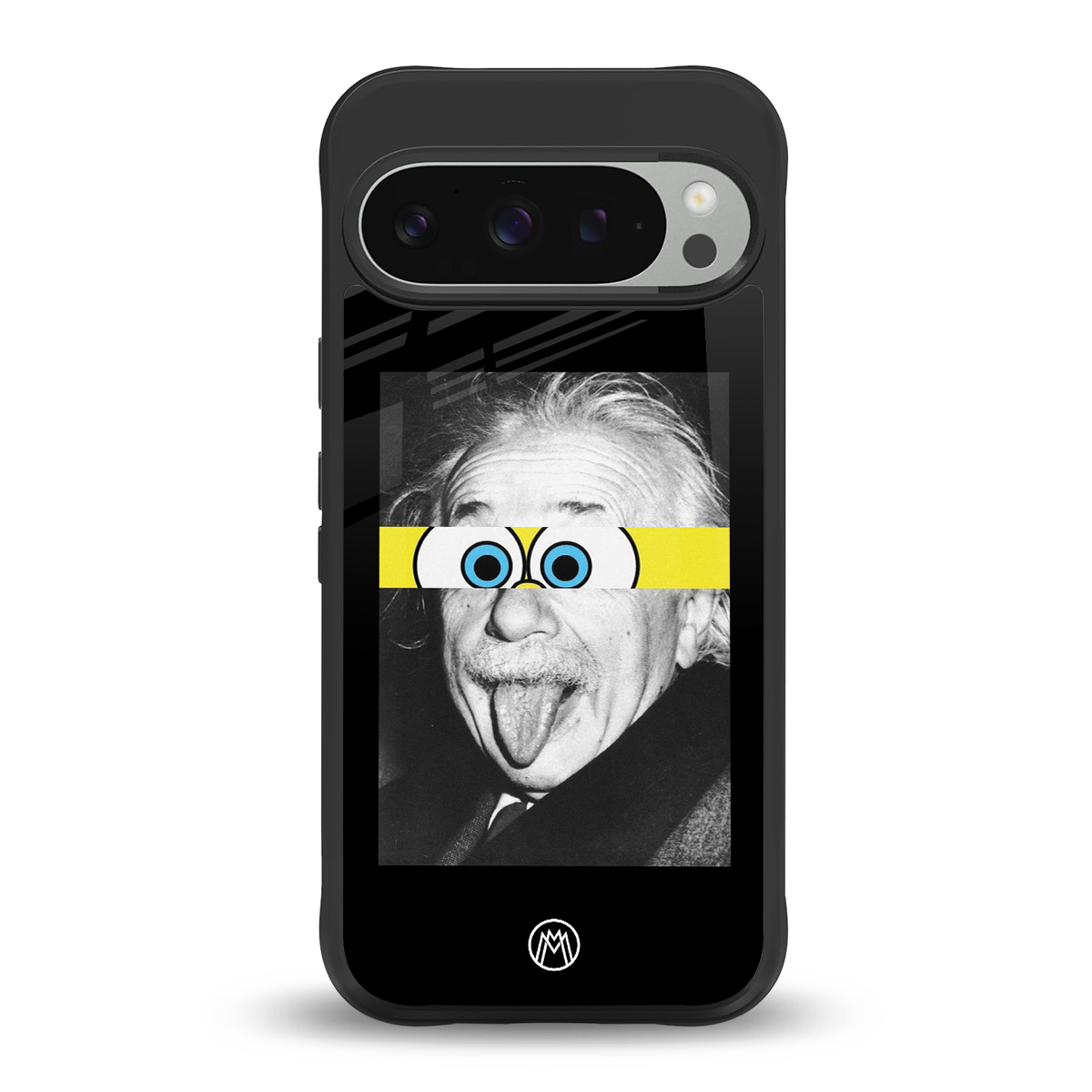 albert einstein spongebob squarepants back phone cover | glass case for google pixel 9 pro