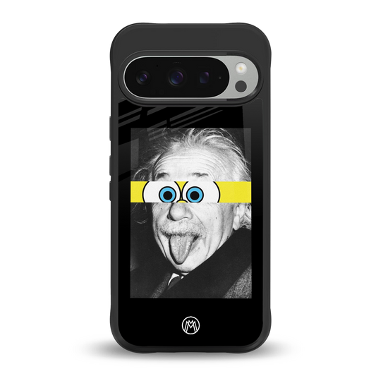 albert einstein spongebob squarepants back phone cover | glass case for google pixel 9 pro xl