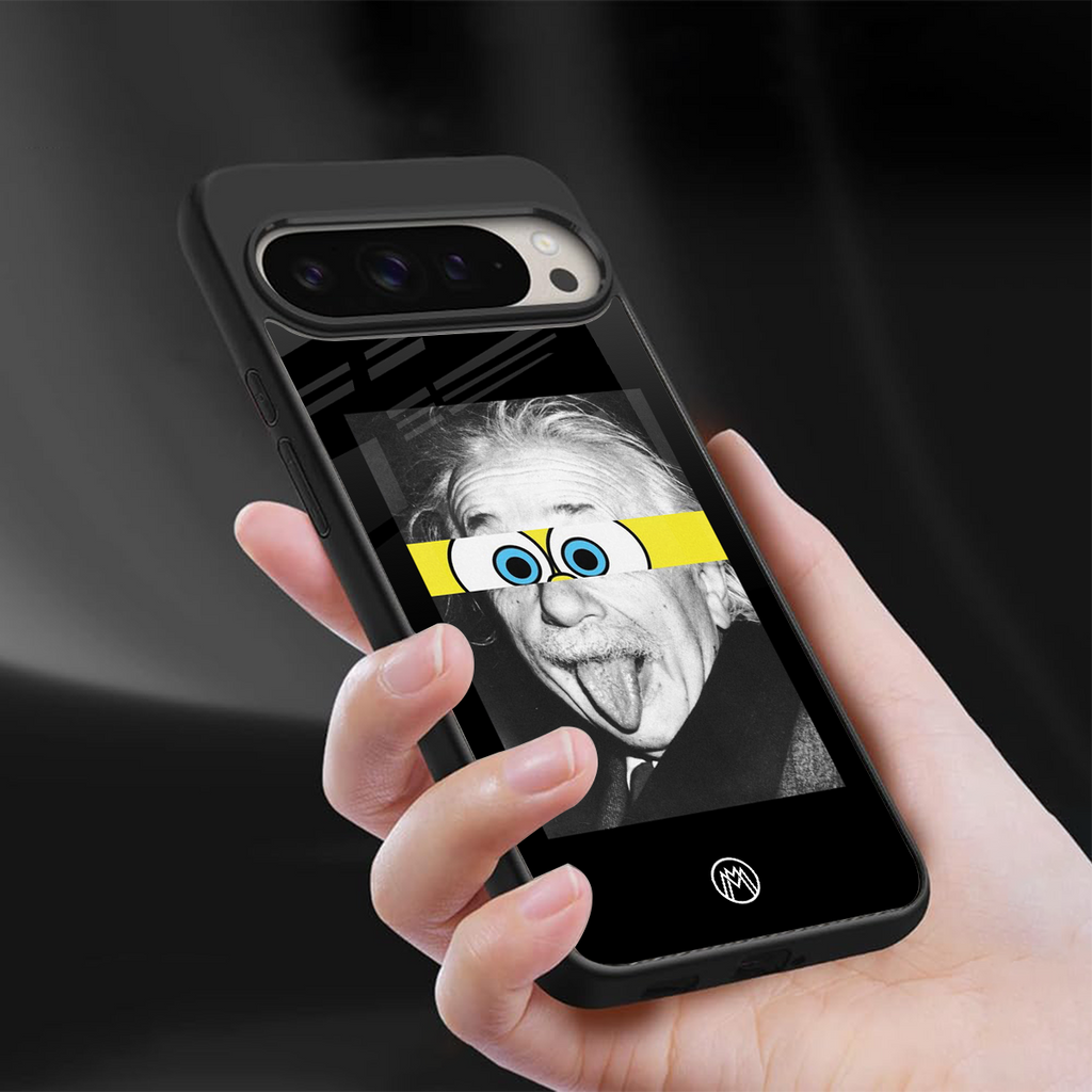 albert einstein spongebob squarepants back phone cover | glass case for google pixel 9 pro xl
