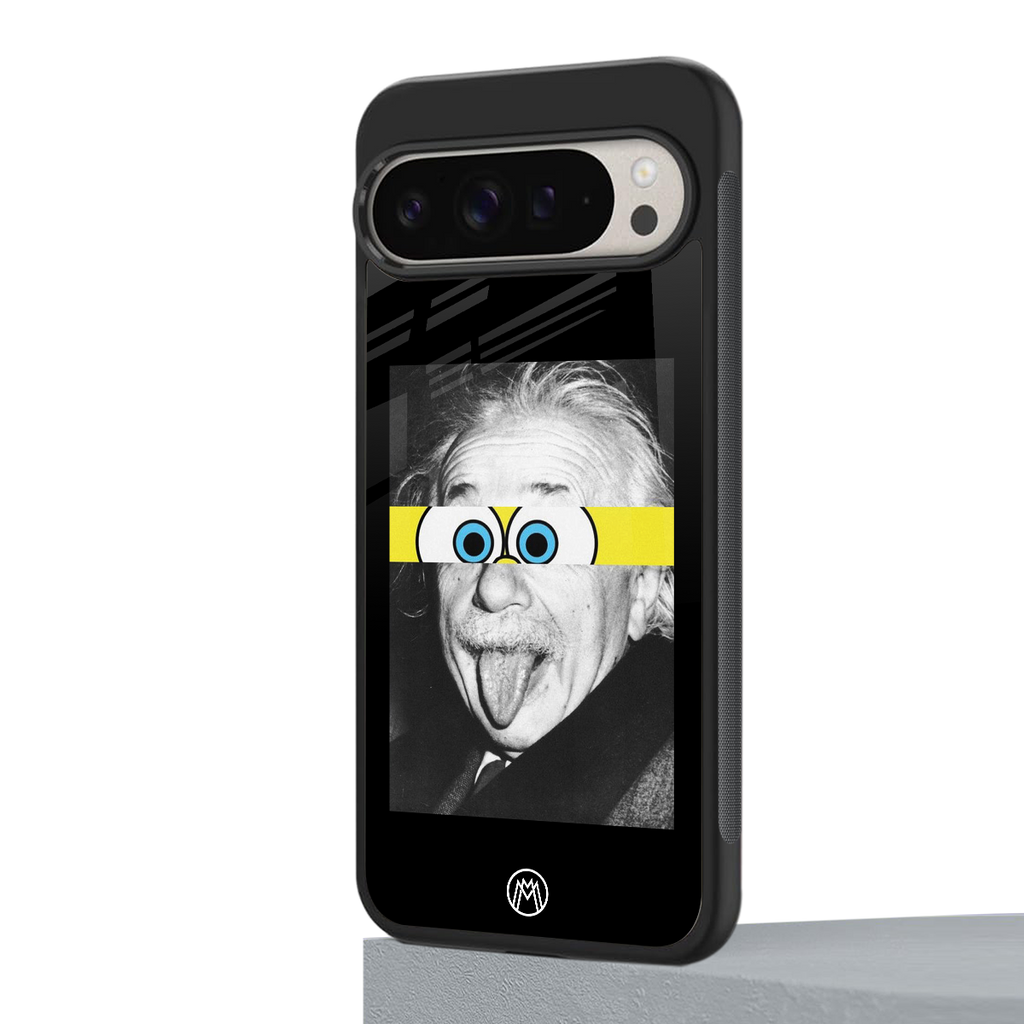 albert einstein spongebob squarepants back phone cover | glass case for google pixel 9 pro