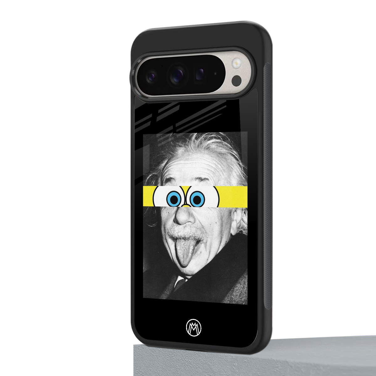 albert einstein spongebob squarepants back phone cover | glass case for google pixel 9 pro xl