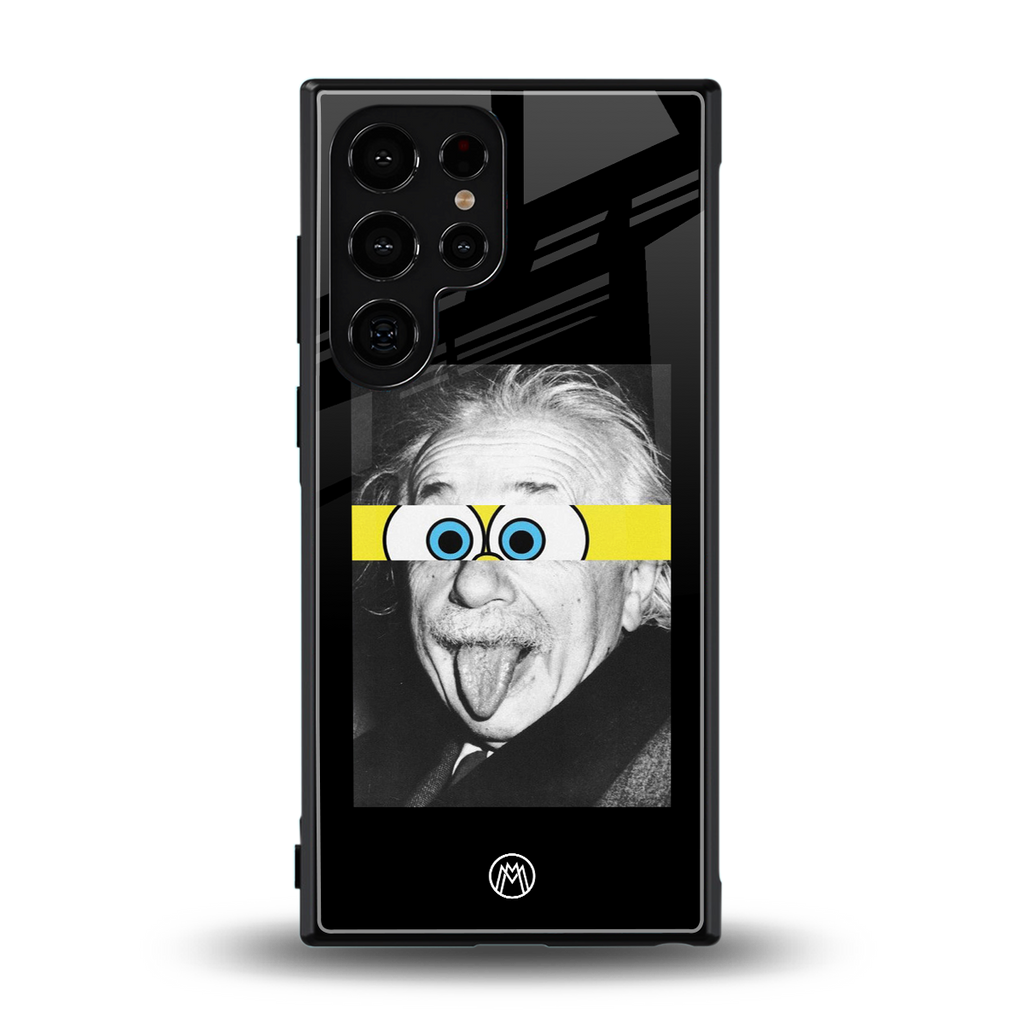 albert einstein spongebob squarepants back phone cover | glass case for samsung galaxy s23 ultra