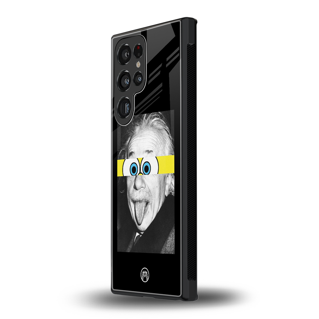 albert einstein spongebob squarepants back phone cover | glass case for samsung galaxy s23 ultra