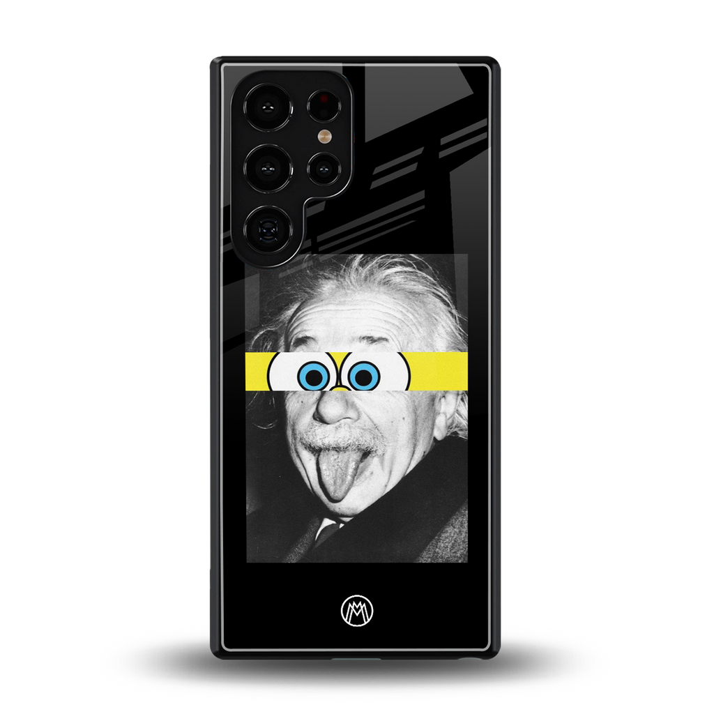albert einstein spongebob squarepants back phone cover | glass case for samsung galaxy s25 ultra