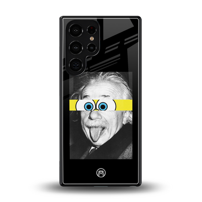 albert einstein spongebob squarepants back phone cover | glass case for samsung galaxy s25 ultra