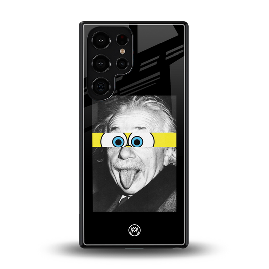 albert einstein spongebob squarepants back phone cover | glass case for samsung galaxy s25 ultra