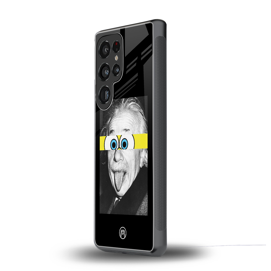 albert einstein spongebob squarepants back phone cover | glass case for samsung galaxy s25 ultra