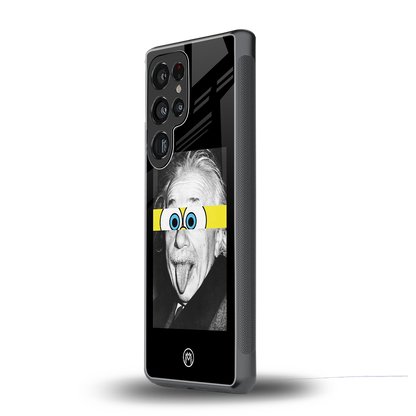 albert einstein spongebob squarepants back phone cover | glass case for samsung galaxy s25 ultra