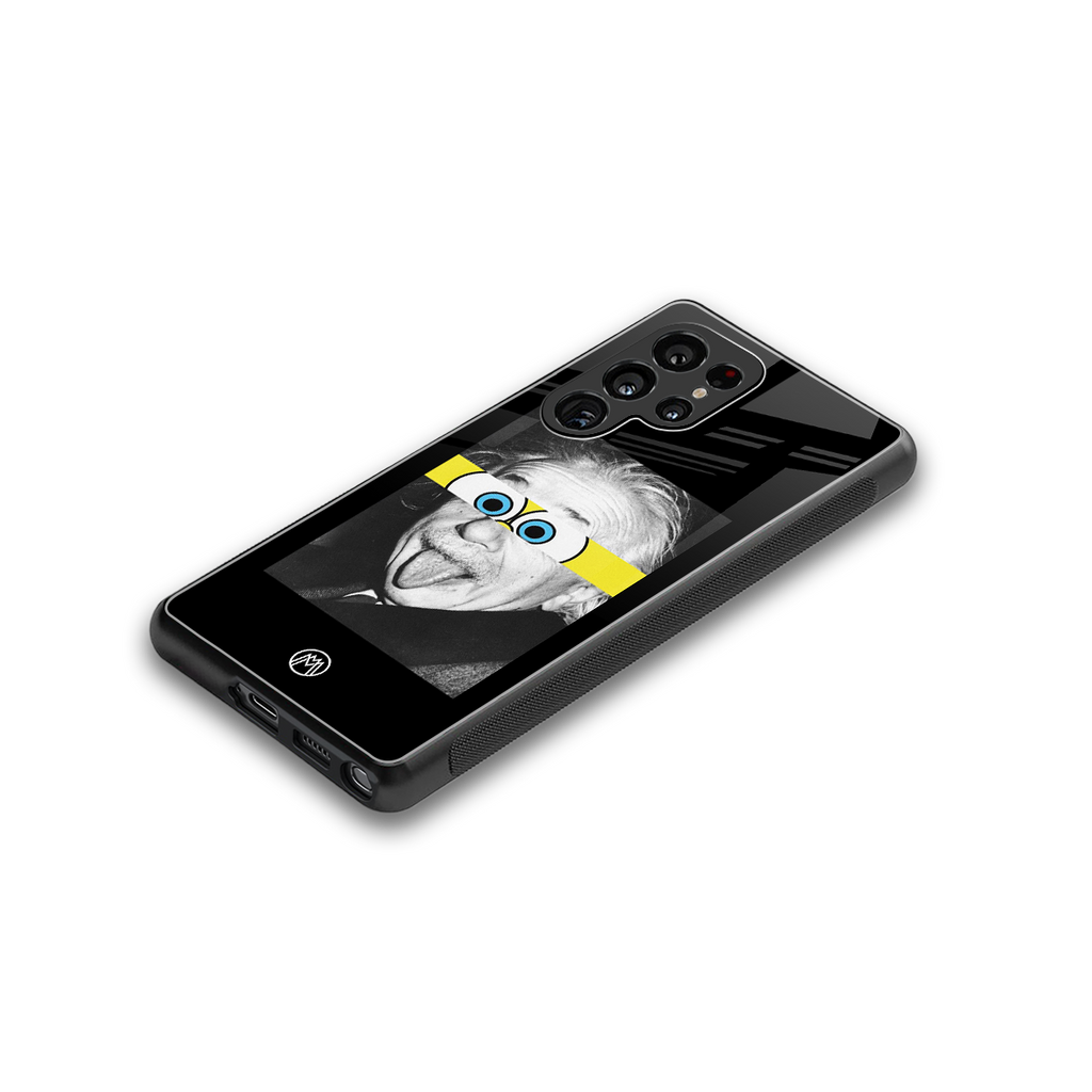 albert einstein spongebob squarepants back phone cover | glass case for samsung galaxy s25 ultra