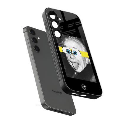 albert einstein spongebob squarepants back phone cover | glass case for samsung galaxy s24 fe