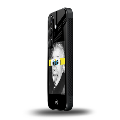albert einstein spongebob squarepants back phone cover | glass case for samsung galaxy s24 fe