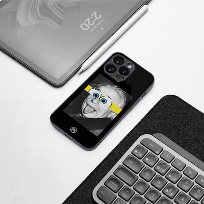 albert einstein spongebob squarepants back phone cover | glass case for iphone 15 plus