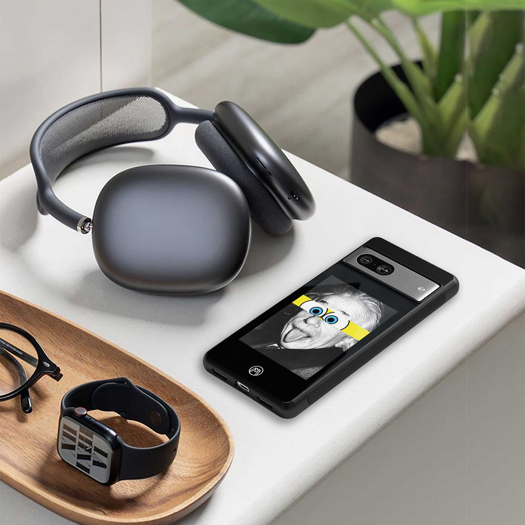 albert einstein spongebob squarepants back phone cover | glass case for samsung galaxy s24 ultra