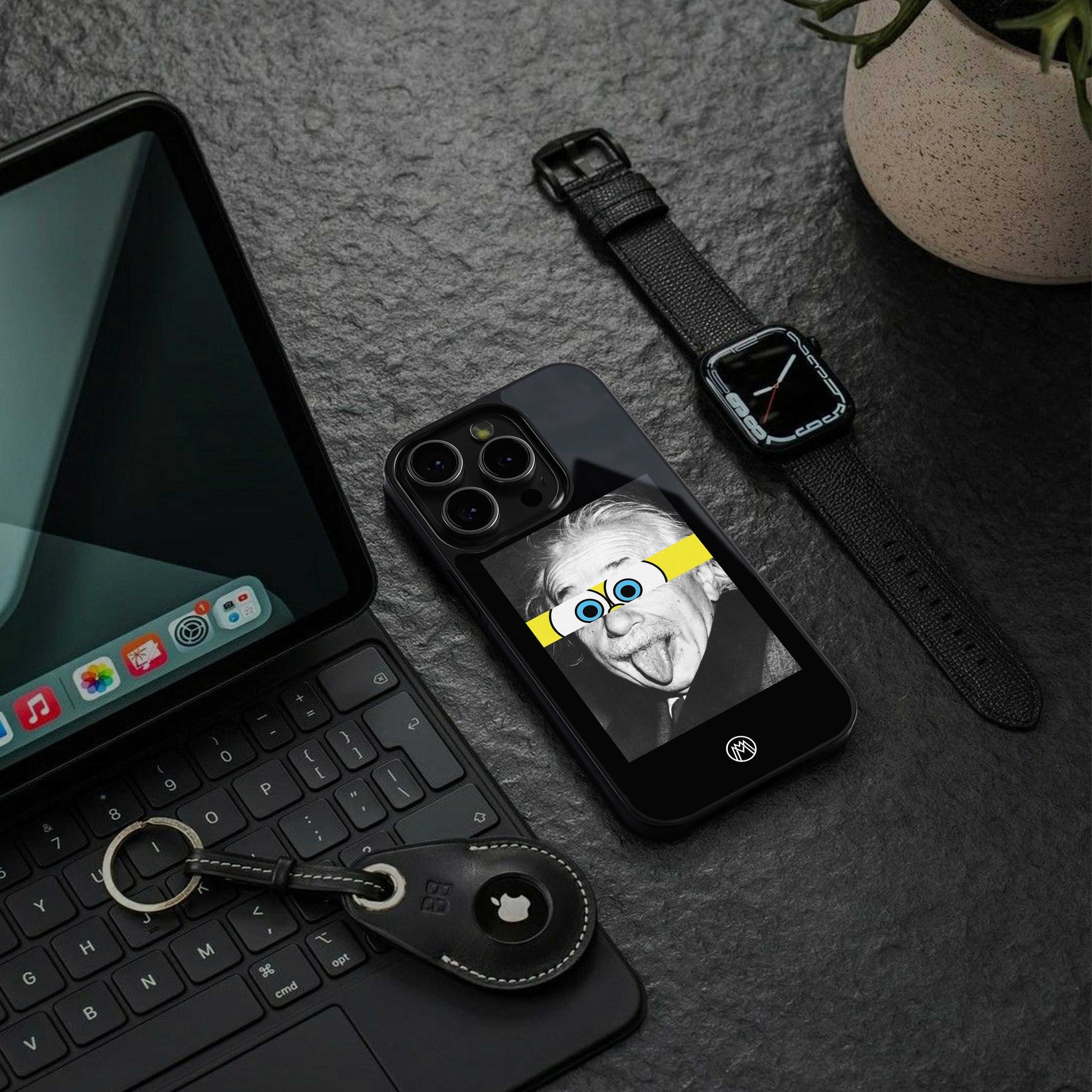 albert einstein spongebob squarepants back phone cover | glass case for iphone 14