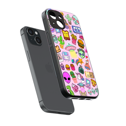 alien stickers studio back phone cover | glass case for iphone 13 mini