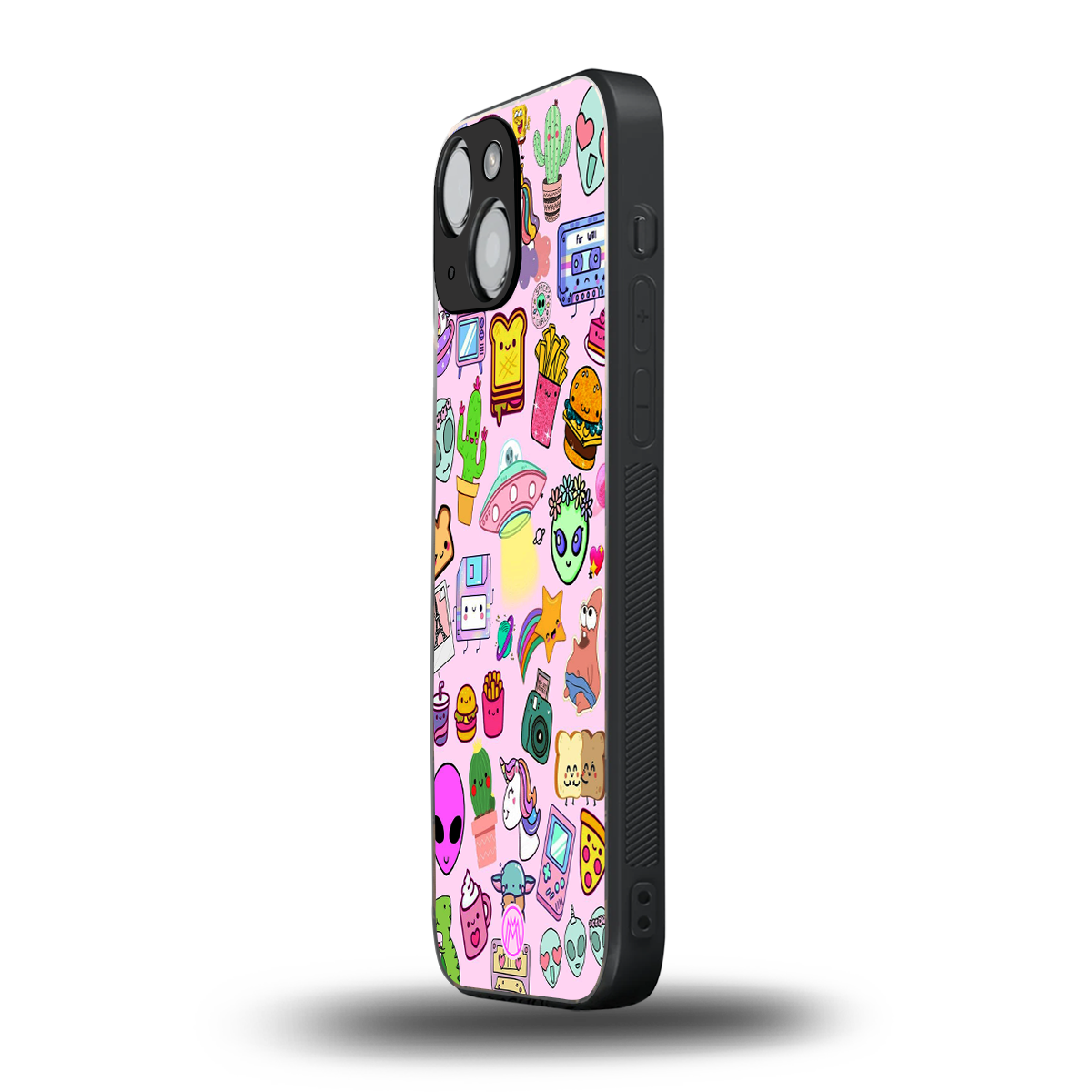 alien stickers studio back phone cover | glass case for iphone 13 mini