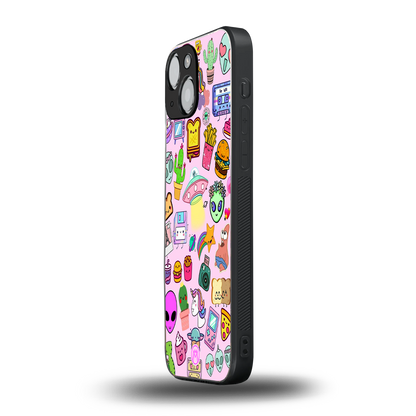alien stickers studio back phone cover | glass case for iphone 13 mini