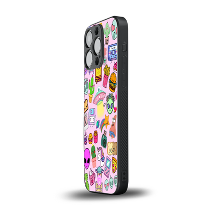 alien stickers studio back phone cover | glass case for iphone 13 pro
