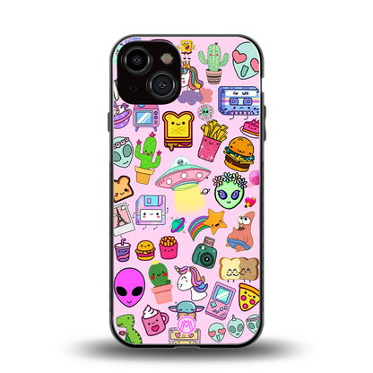 alien stickers studio back phone cover | glass case for iphone 13