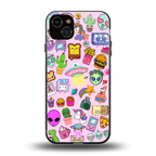alien stickers studio back phone cover | glass case for iphone 14 plus