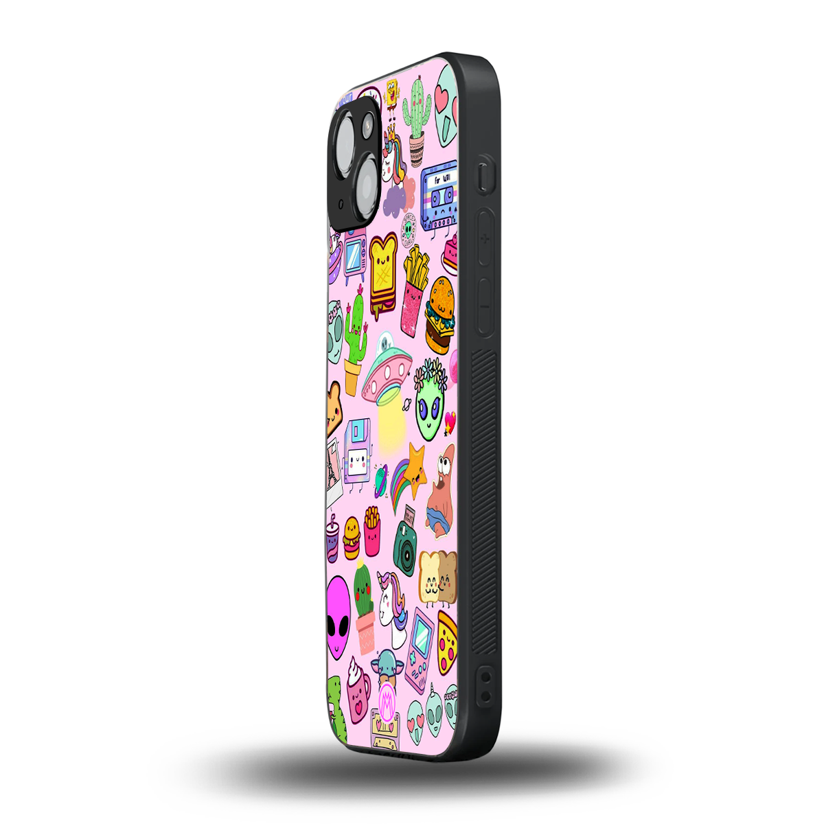 alien stickers studio back phone cover | glass case for iphone 15 plus