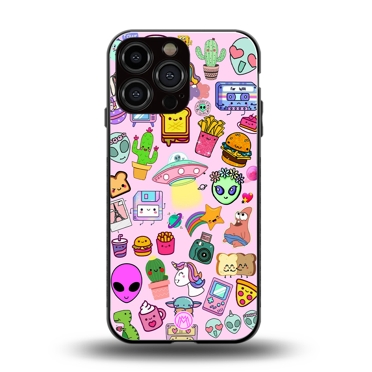 alien stickers studio back phone cover | glass case for iphone 15 pro max